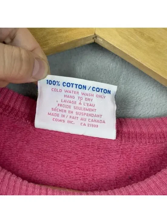 Vintage 1995 Marc Gallant COWS Ice Cream Sweatshirt Adult L Canada Made Pinky - Picture 7 of 9